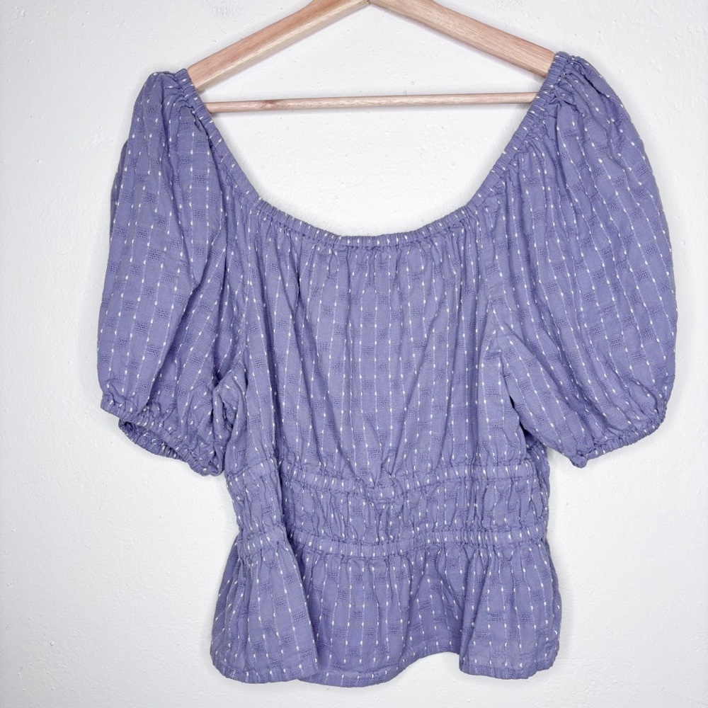 Madewell Smocked Waist Crop Top Lavender Size L EUC - Picture 1 of 9